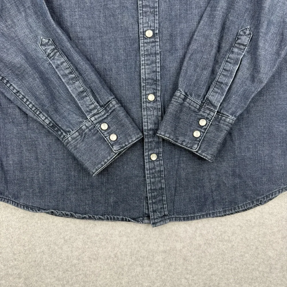 Levis Shirt Mens XL Blue Denim Pearl‎ Snap Long Sleeve Western Rodeo Pockets